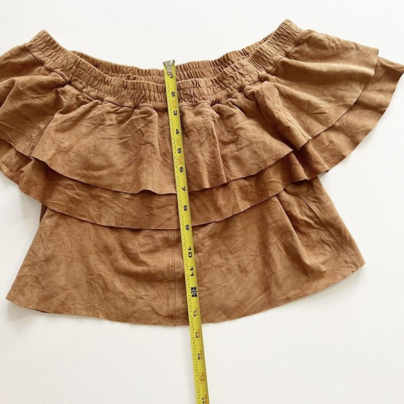 Designer Remix Charlotte Eskildsen Suede Off Shoulder Top Western Chic Sz 32/xs - Picture 8 of 10
